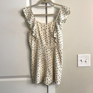 Amuse society cream with black polka dot ruffle romper
